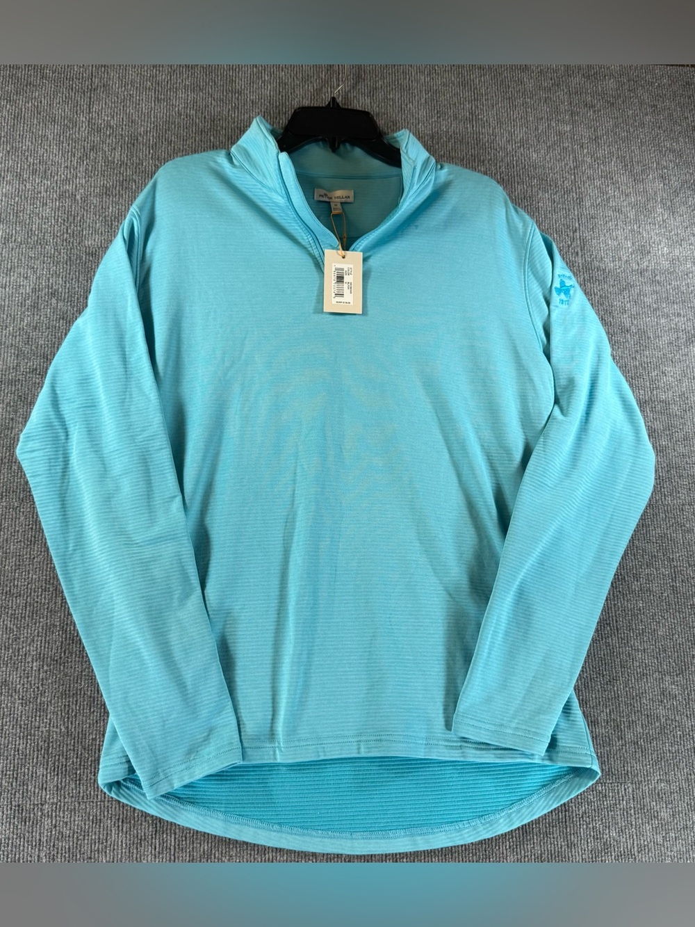 NWT Peter Millar Perth Quarter Zip Medium Pullover Aqua Turquoise Stripe Golf